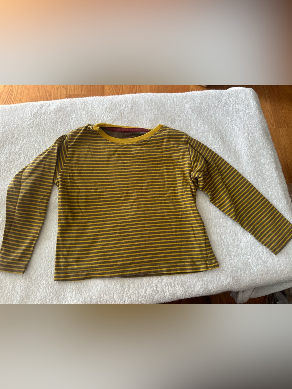 Cherokee Mustard and Olive Striped Long Sleeve Top